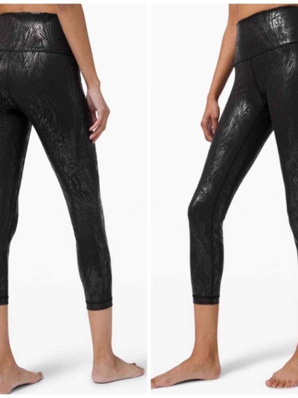 Lululemon Black Wunder Train High-Rise Crop 23" *Foil  14 EXC COND